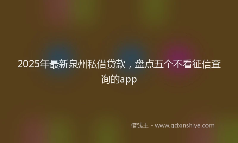 2025年最新泉州私借贷款，盘点五个不看征信查询的app