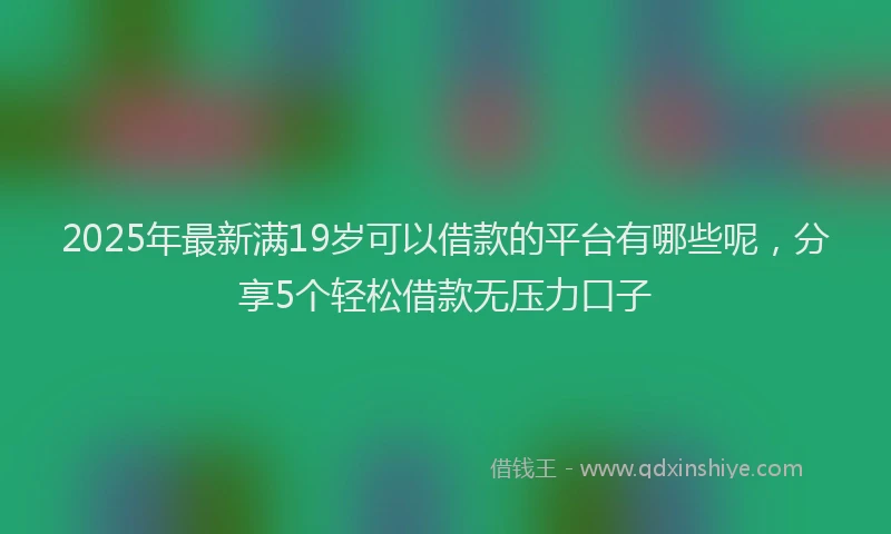 2025年最新满19岁可以借款的平台有哪些呢，分享5个轻松借款无压力口子