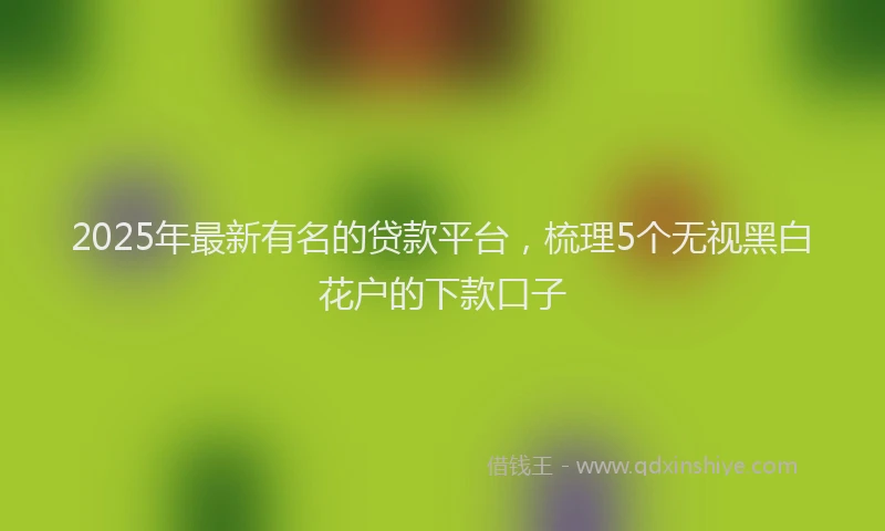 2025年最新有名的贷款平台，梳理5个无视黑白花户的下款口子