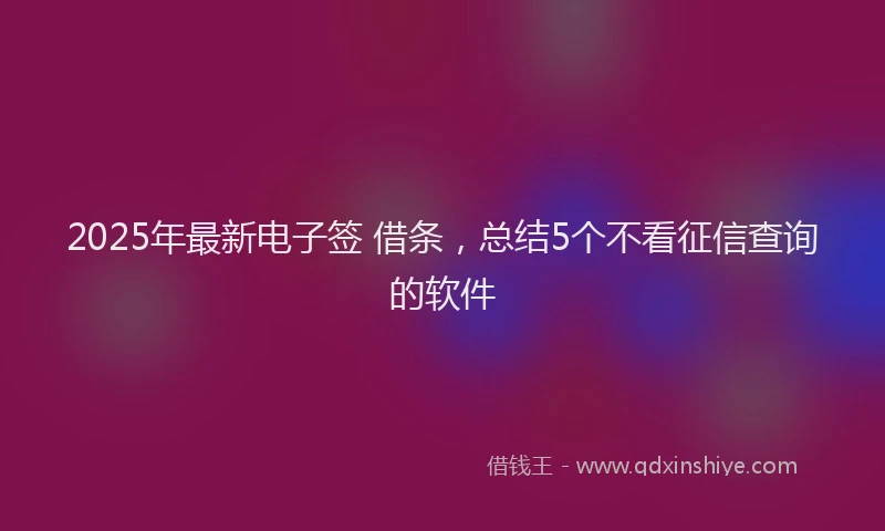 2025年最新电子签 借条，总结5个不看征信查询的软件