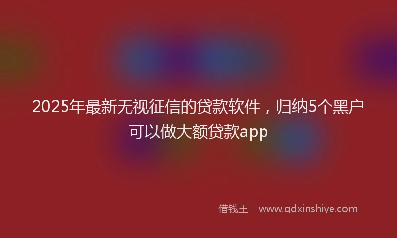 2025年最新无视征信的贷款软件，归纳5个黑户可以做大额贷款app