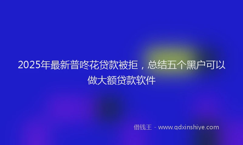 2025年最新普咚花贷款被拒，总结五个黑户可以做大额贷款软件