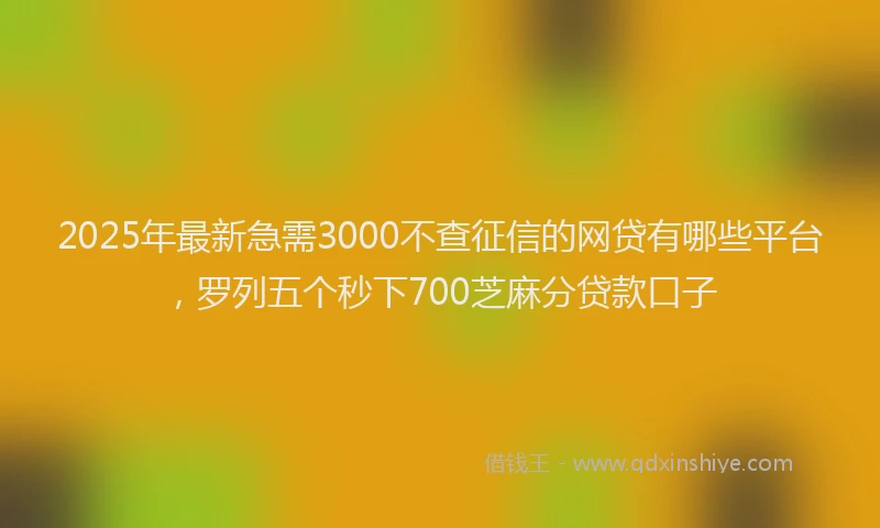 2025年最新急需3000不查征信的网贷有哪些平台，罗列五个秒下700芝麻分贷款口子