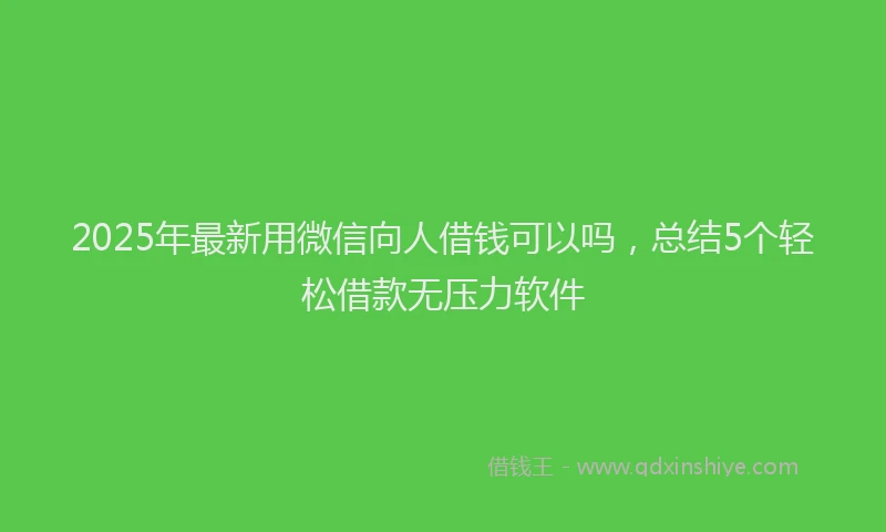2025年最新用微信向人借钱可以吗，总结5个轻松借款无压力软件
