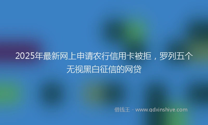 2025年最新网上申请农行信用卡被拒，罗列五个无视黑白征信的网贷