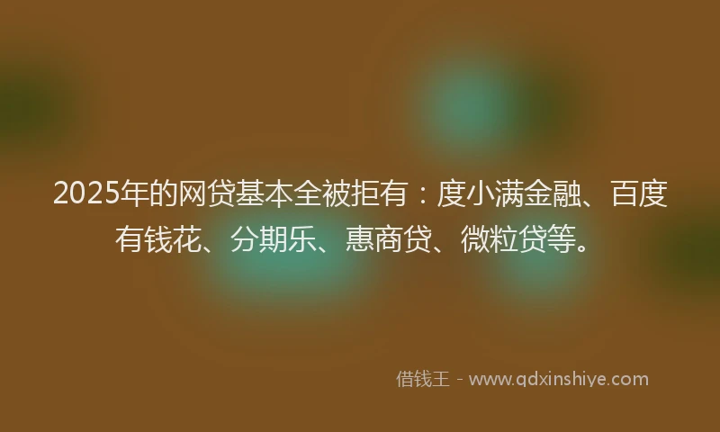 2025年的网贷基本全被拒有：度小满金融、百度有钱花、分期乐、惠商贷、微粒贷等。
