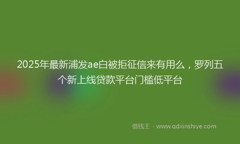 2025年最新浦发ae白被拒征信来有用么，罗列五个新上线贷款平台门槛低平台