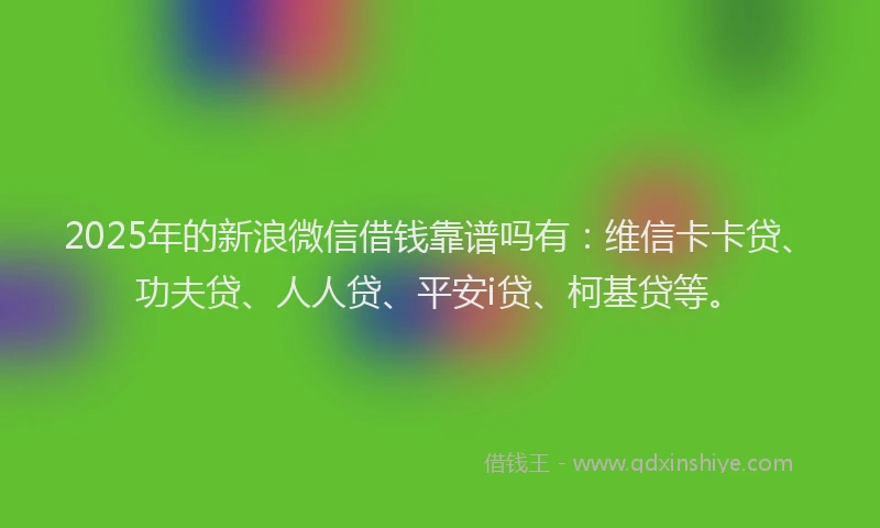 2025年的新浪微信借钱靠谱吗有：维信卡卡贷、功夫贷、人人贷、平安i贷、柯基贷等。