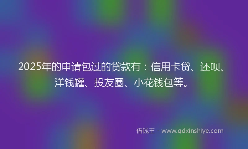 2025年的申请包过的贷款有：信用卡贷、还呗、洋钱罐、投友圈、小花钱包等。