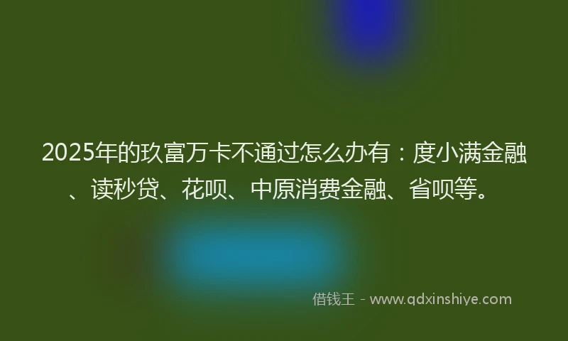 2025年的玖富万卡不通过怎么办有：度小满金融、读秒贷、花呗、中原消费金融、省呗等。