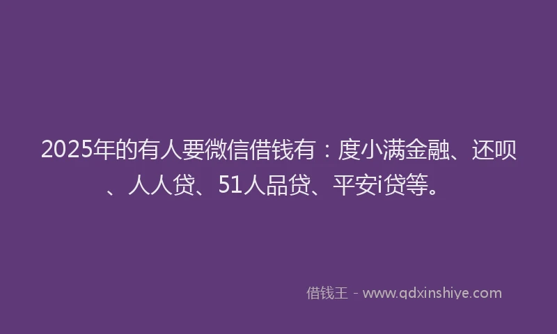2025年的有人要微信借钱有:度小满金融、还呗、人人贷、51人品贷、平安i贷等。