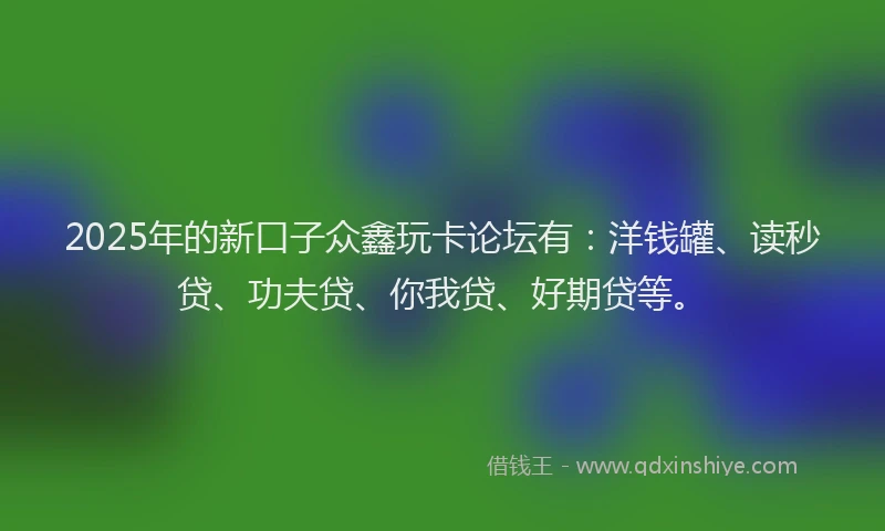 2025年的新口子众鑫玩卡论坛有：洋钱罐、读秒贷、功夫贷、你我贷、好期贷等。