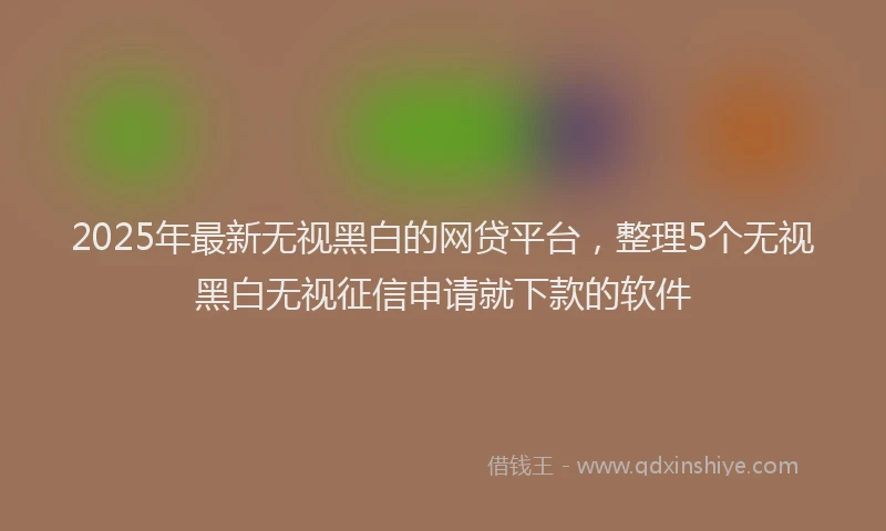 2025年最新无视黑白的网贷平台，整理5个无视黑白无视征信申请就下款的软件