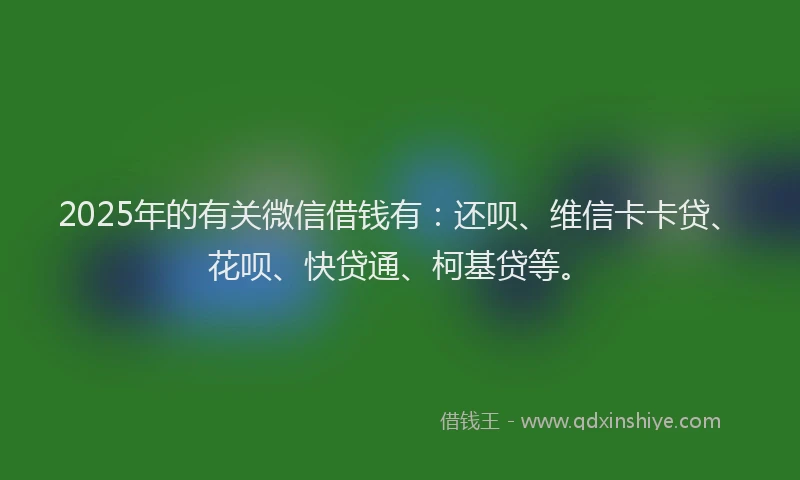 2025年的有关微信借钱有：还呗、维信卡卡贷、花呗、快贷通、柯基贷等。