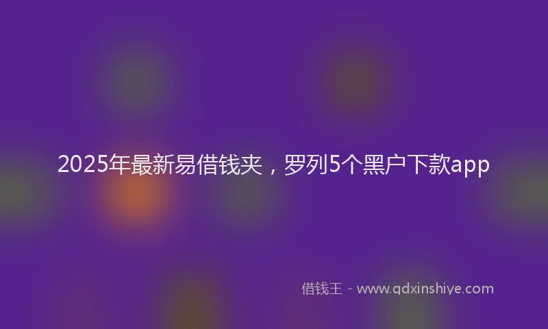2025年最新易借钱夹，罗列5个黑户下款app