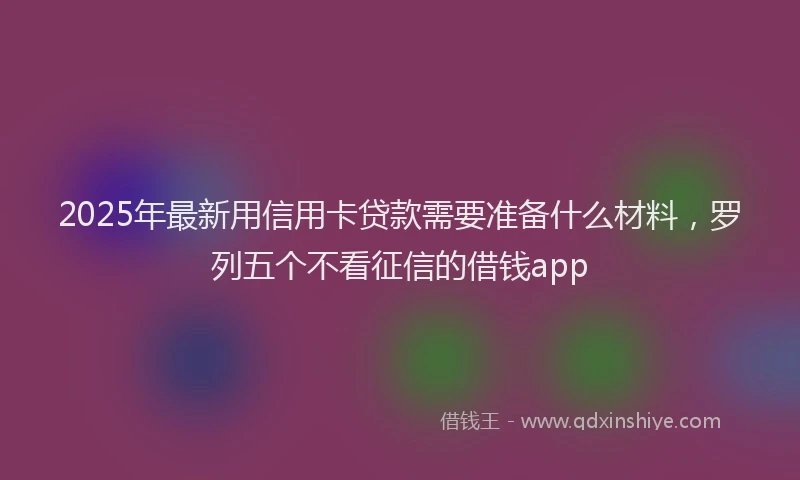 2025年最新用信用卡贷款需要准备什么材料，罗列五个不看征信的借钱app