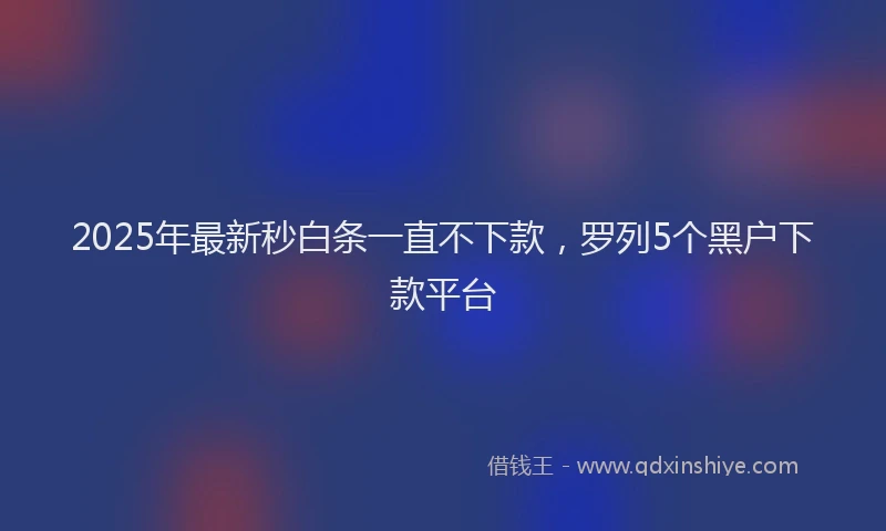 2025年最新秒白条一直不下款，罗列5个黑户下款平台