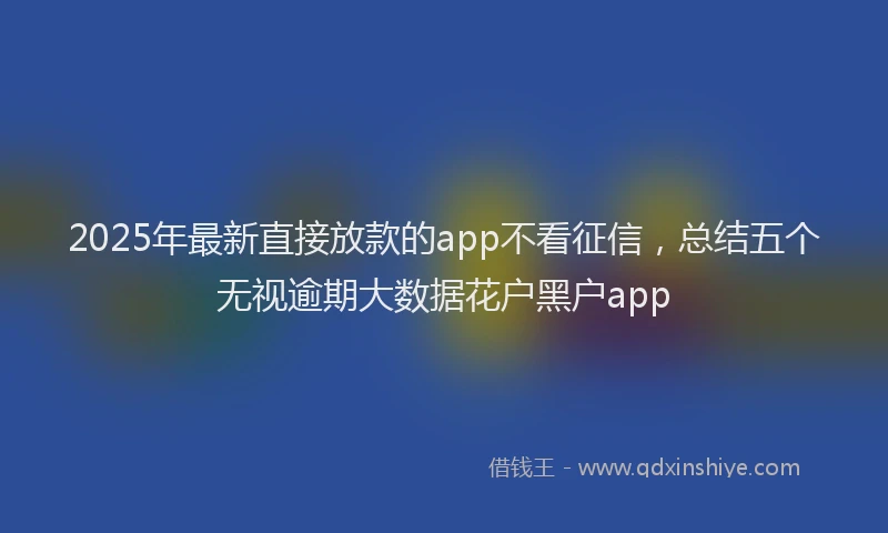 2025年最新直接放款的app不看征信，总结五个无视逾期大数据花户黑户app