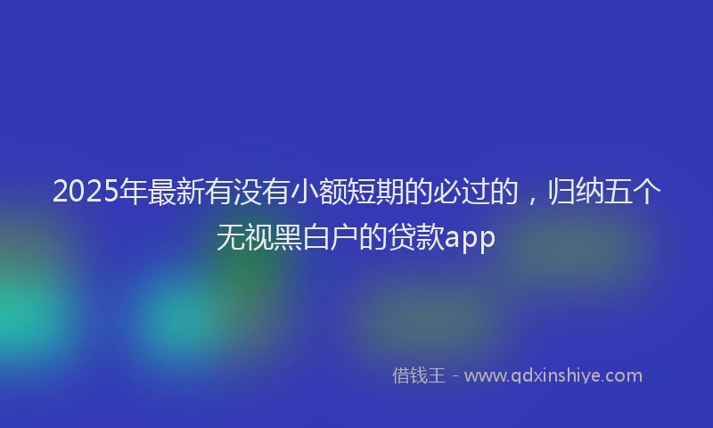 2025年最新有没有小额短期的必过的，归纳五个无视黑白户的贷款app