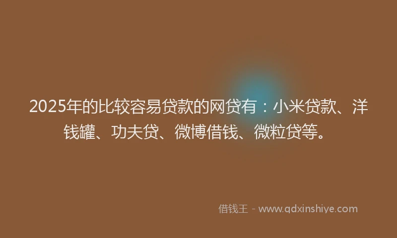 2025年的比较容易贷款的网贷有：小米贷款、洋钱罐、功夫贷、微博借钱、微粒贷等。