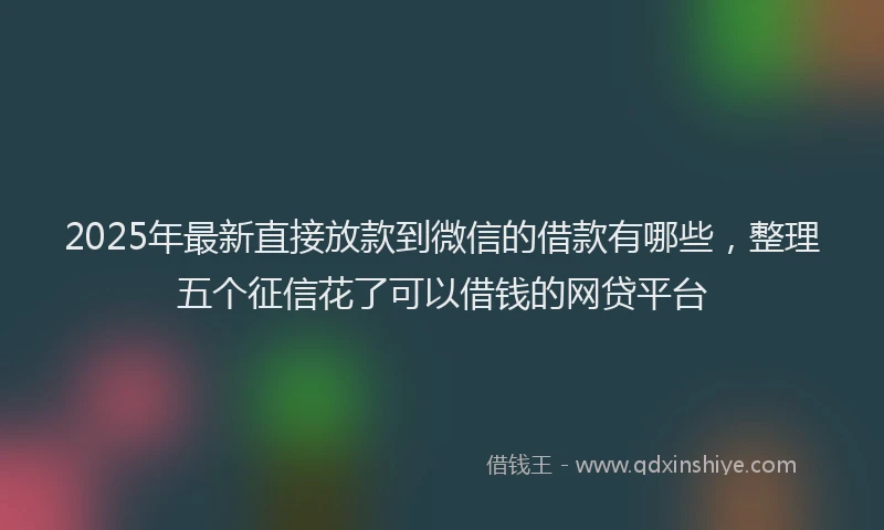 2025年最新直接放款到微信的借款有哪些，整理五个征信花了可以借钱的网贷平台