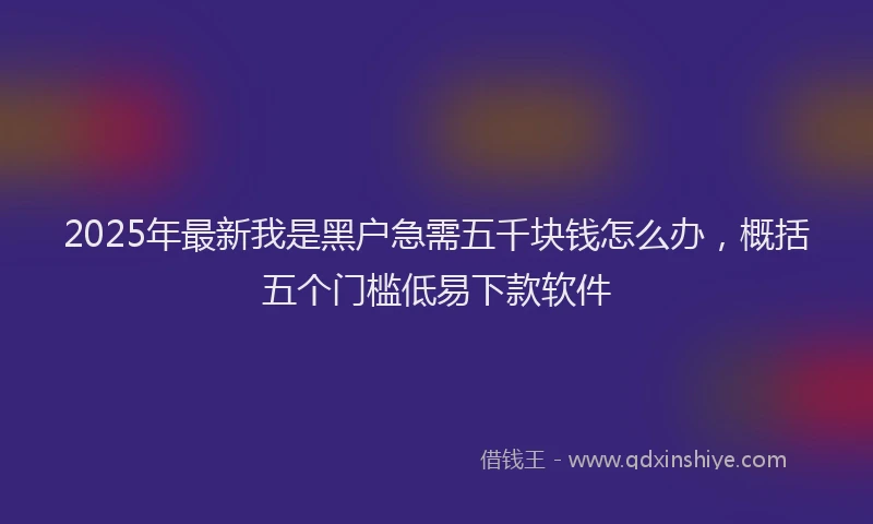 2025年最新我是黑户急需五千块钱怎么办，概括五个门槛低易下款软件