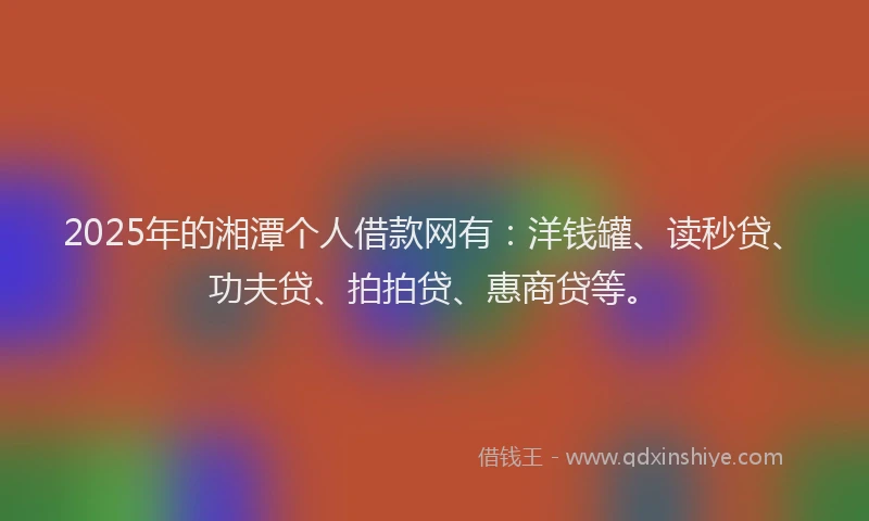2025年的湘潭个人借款网有：洋钱罐、读秒贷、功夫贷、拍拍贷、惠商贷等。