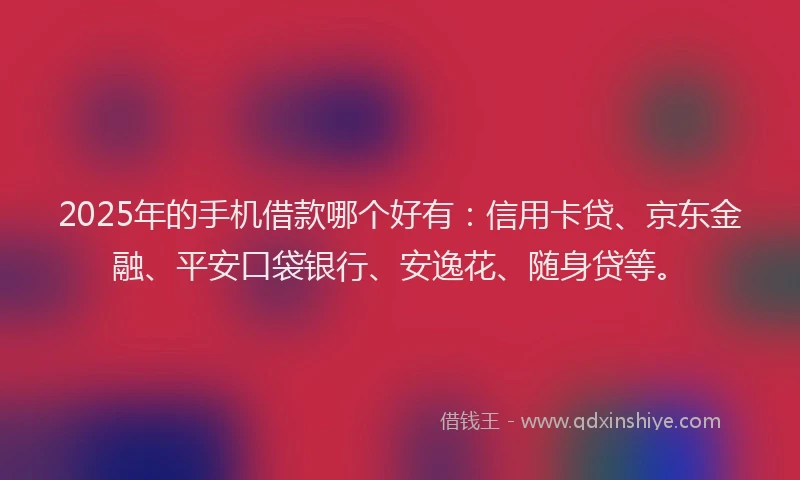 2025年的手机借款哪个好有：信用卡贷、京东金融、平安口袋银行、安逸花、随身贷等。