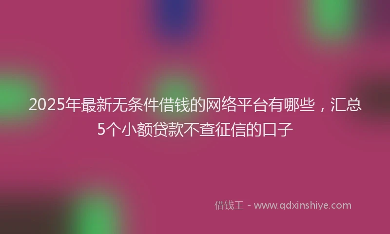 2025年最新无条件借钱的网络平台有哪些，汇总5个小额贷款不查征信的口子