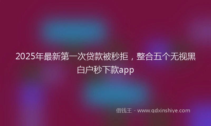 2025年最新第一次贷款被秒拒，整合五个无视黑白户秒下款app