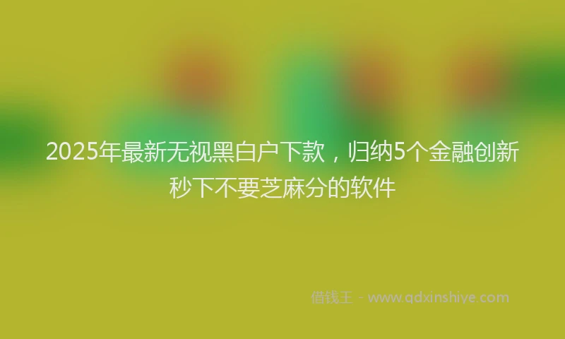 2025年最新无视黑白户下款，归纳5个金融创新秒下不要芝麻分的软件