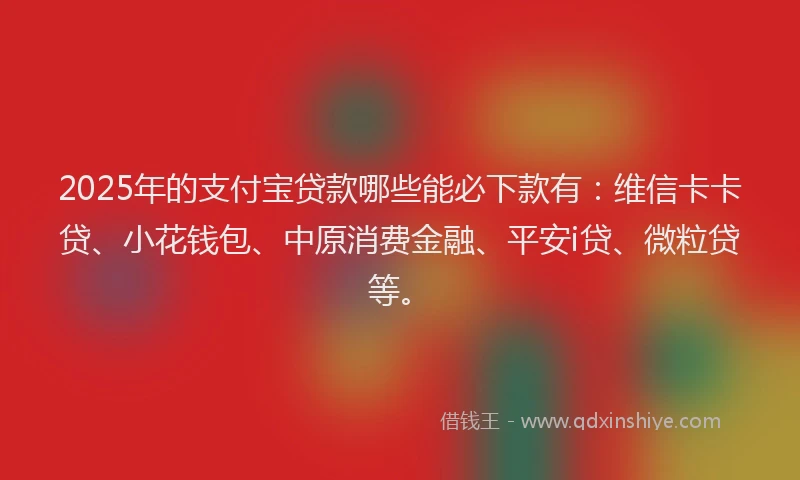 2025年的支付宝贷款哪些能必下款有：维信卡卡贷、小花钱包、中原消费金融、平安i贷、微粒贷等。
