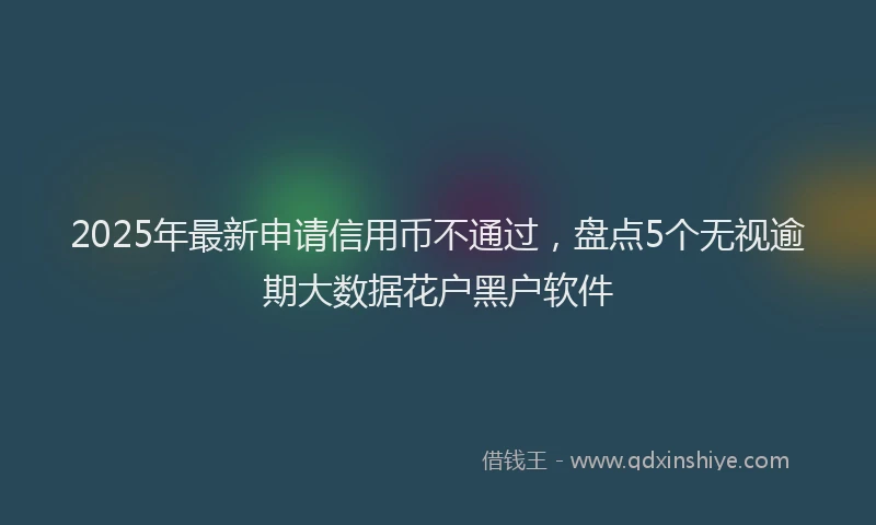2025年最新申请信用币不通过，盘点5个无视逾期大数据花户黑户软件