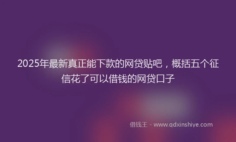 2025年最新真正能下款的网贷贴吧，概括五个征信花了可以借钱的网贷口子