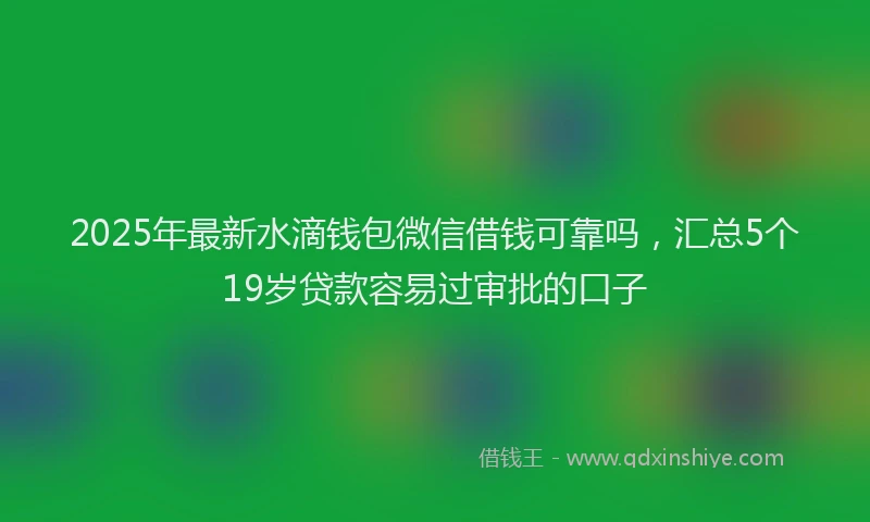 2025年最新水滴钱包微信借钱可靠吗，汇总5个19岁贷款容易过审批的口子