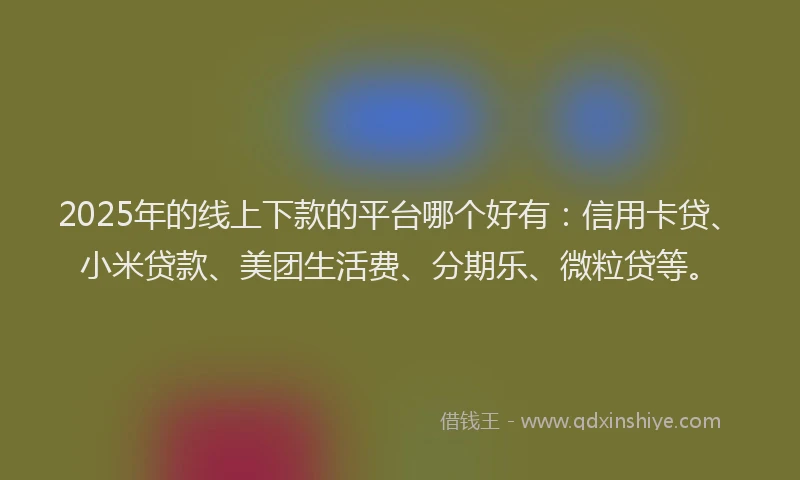 2025年的线上下款的平台哪个好有:信用卡贷、小米贷款、美团生活费、分期乐、微粒贷等。