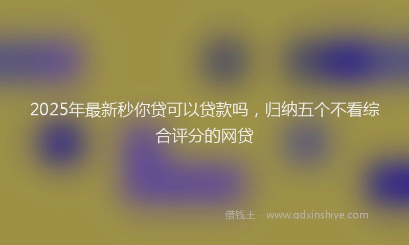 2025年最新秒你贷可以贷款吗，归纳五个不看综合评分的网贷