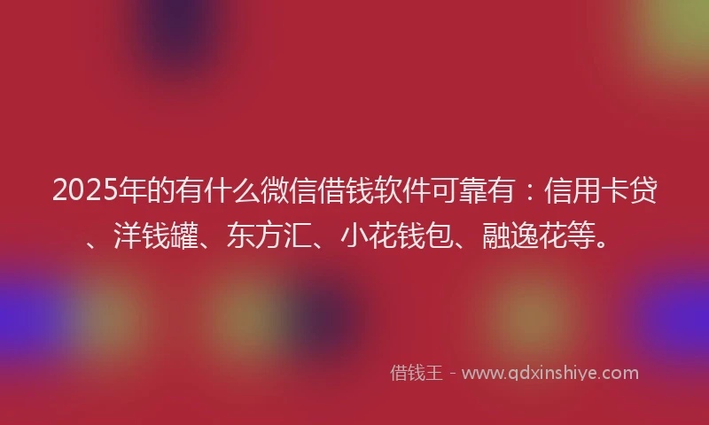 2025年的有什么微信借钱软件可靠有：信用卡贷、洋钱罐、东方汇、小花钱包、融逸花等。