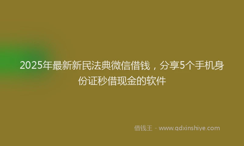 2025年最新新民法典微信借钱，分享5个手机身份证秒借现金的软件