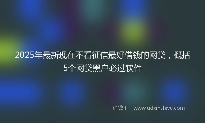 2025年最新现在不看征信最好借钱的网贷，概括5个网贷黑户必过软件