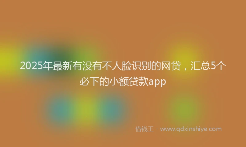 2025年最新有没有不人脸识别的网贷，汇总5个必下的小额贷款app
