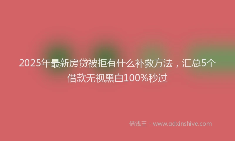 2025年最新房贷被拒有什么补救方法，汇总5个借款无视黑白100%秒过
