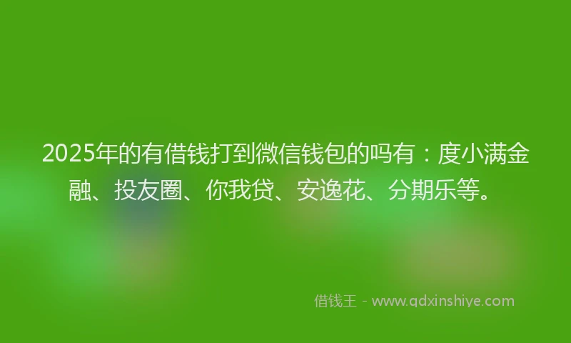 2025年的有借钱打到微信钱包的吗有：度小满金融、投友圈、你我贷、安逸花、分期乐等。