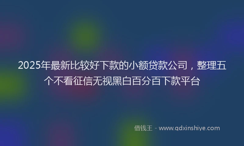2025年最新比较好下款的小额贷款公司，整理五个不看征信无视黑白百分百下款平台