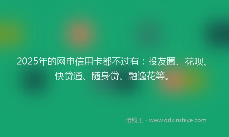 2025年的网申信用卡都不过有：投友圈、花呗、快贷通、随身贷、融逸花等。