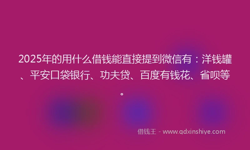2025年的用什么借钱能直接提到微信有：洋钱罐、平安口袋银行、功夫贷、百度有钱花、省呗等。
