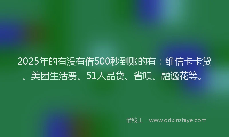 2025年的有没有借500秒到账的有：维信卡卡贷、美团生活费、51人品贷、省呗、融逸花等。
