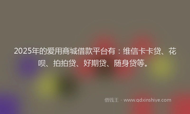 2025年的爱用商城借款平台有：维信卡卡贷、花呗、拍拍贷、好期贷、随身贷等。