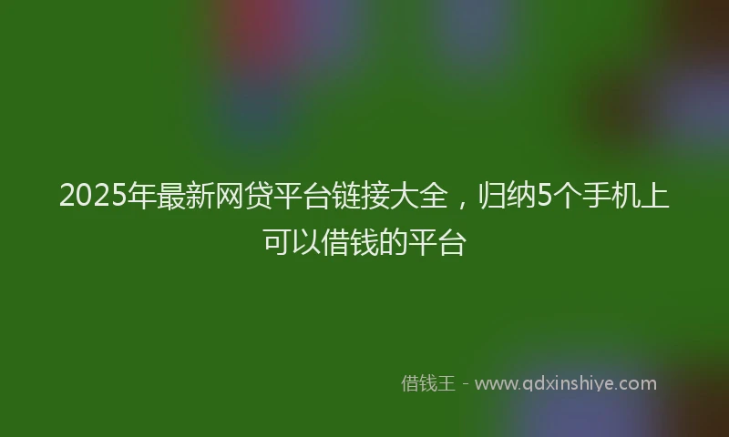 2025年最新网贷平台链接大全，归纳5个手机上可以借钱的平台