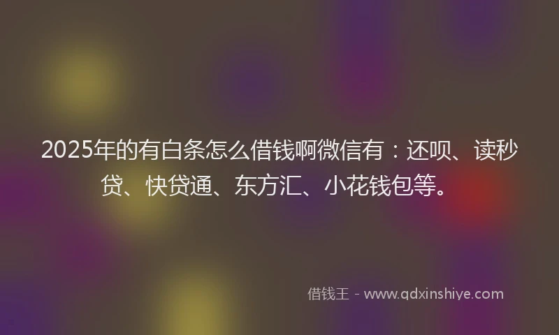 2025年的有白条怎么借钱啊微信有：还呗、读秒贷、快贷通、东方汇、小花钱包等。